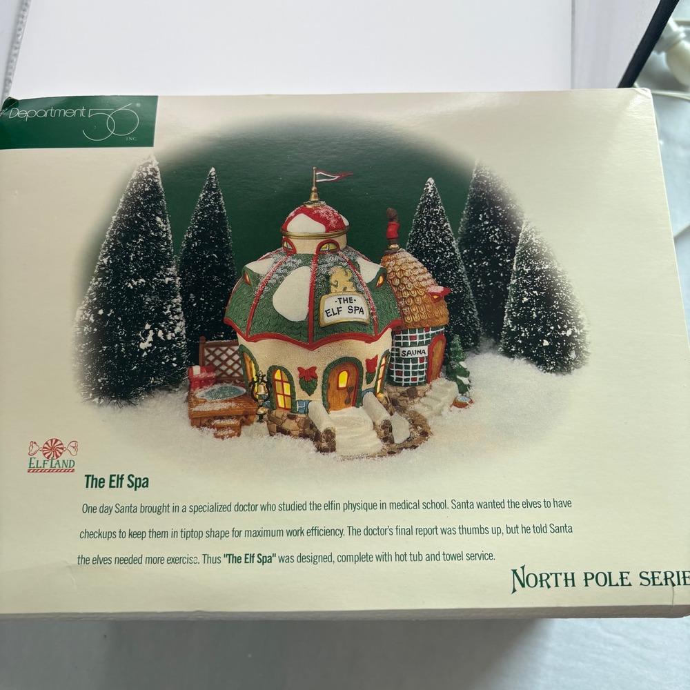 Department 56 North Pole Series The Elf Spa Green Lighted Village 56402 - Picture 8 of 8